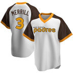 Johmsee S.Diego Padres #3 Jackson Merrill Player White Home Cooperstown Collection Replica Game Stitched Jerseys