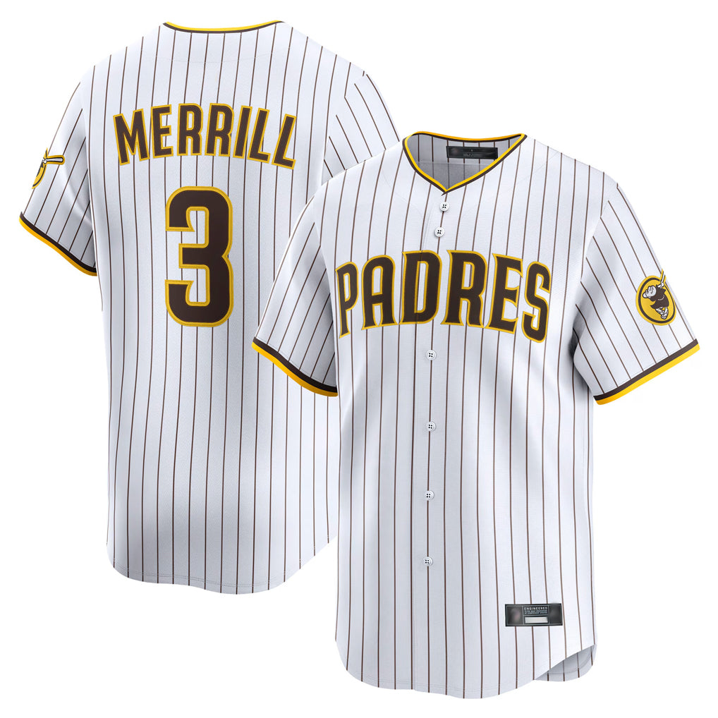 Johmsee S.Diego Padres #3 Jackson Merrill Player White Home Limited Stitched Jerseys