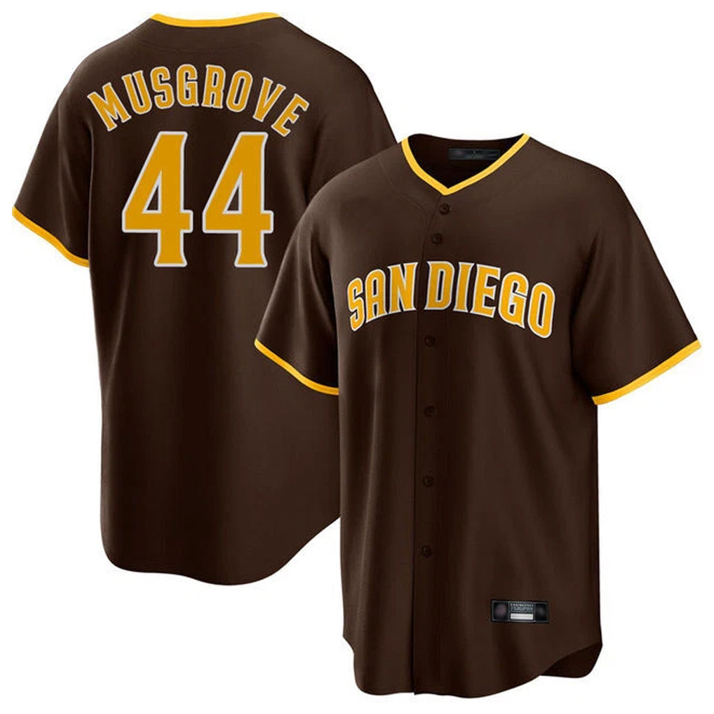 Johmsee S.Diego Padres #44 Joe Musgrove Player Brown Home Game Stitched Jerseys