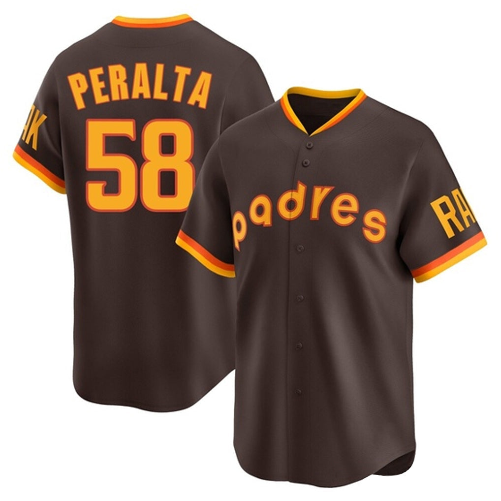 Johmsee S.Diego Padres #58 Wandy Peralta Player Brown Home Cooperstown Collection Replica Game Stitched Jerseys