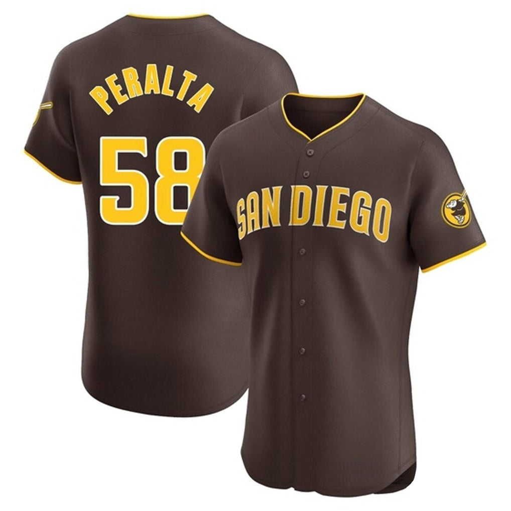 Johmsee S.Diego Padres #58 Wandy Peralta Player Brown Home Limited Elite Stitched Jerseys