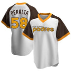 Johmsee S.Diego Padres #58 Wandy Peralta Player White Home Cooperstown Collection Replica Game Stitched Jerseys