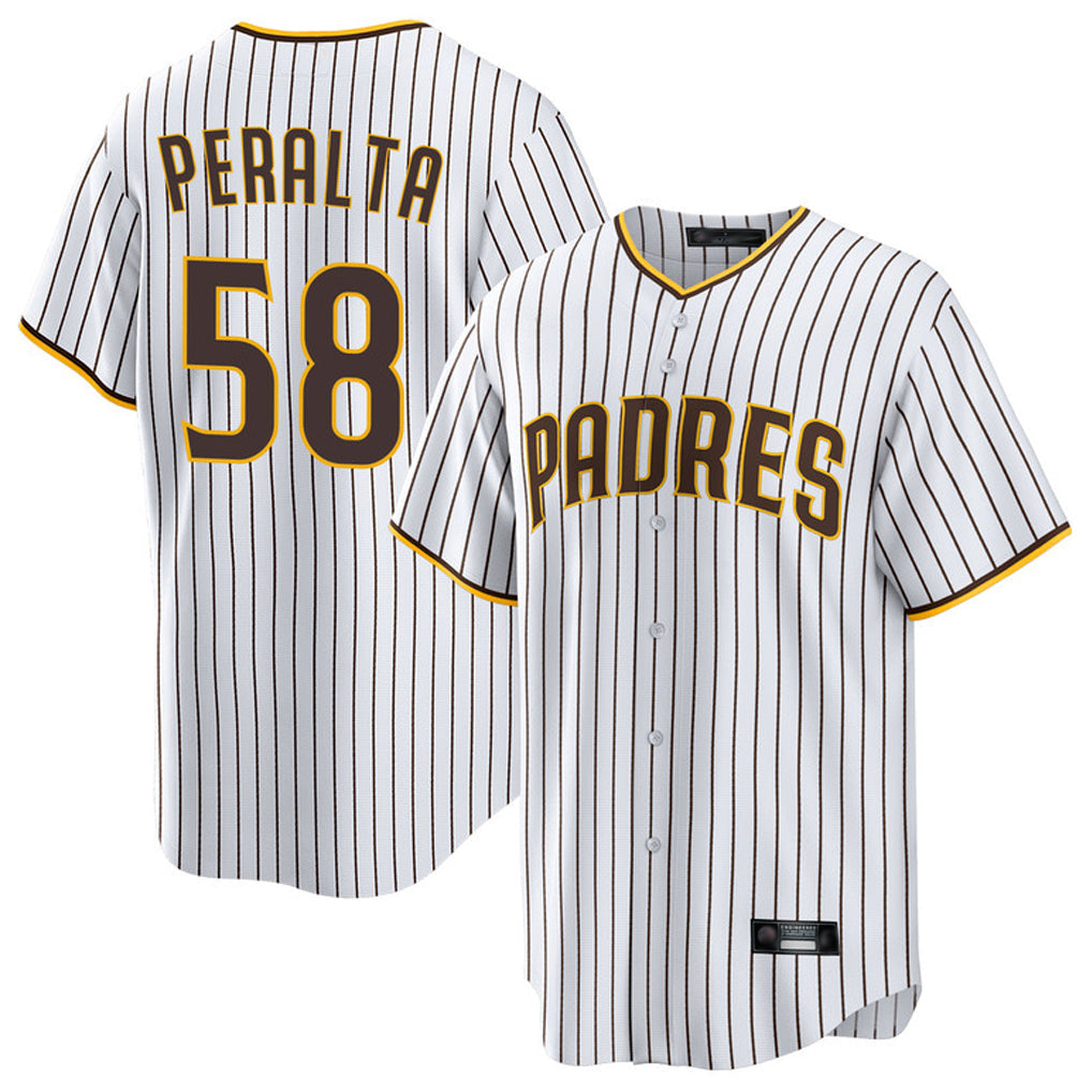 Johmsee S.Diego Padres #58 Wandy Peralta Player White Home Game Stitched Jerseys