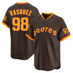 Johmsee S.Diego Padres #98 Randy Vasquez Player Brown Home Cooperstown Collection Replica Game Stitched Jerseys