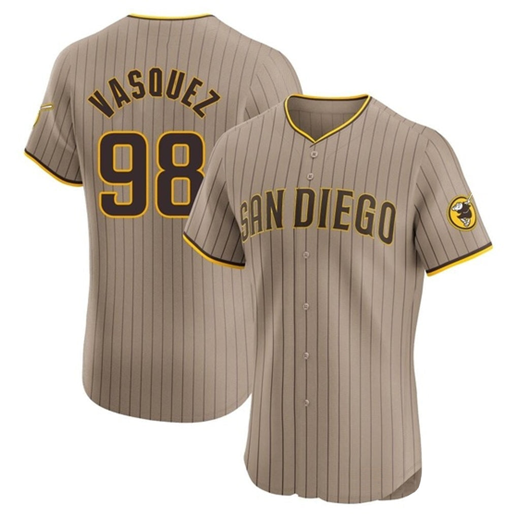 Johmsee S.Diego Padres #98 Randy Vasquez Player Khaki Home Limited Elite Stitched Jerseys