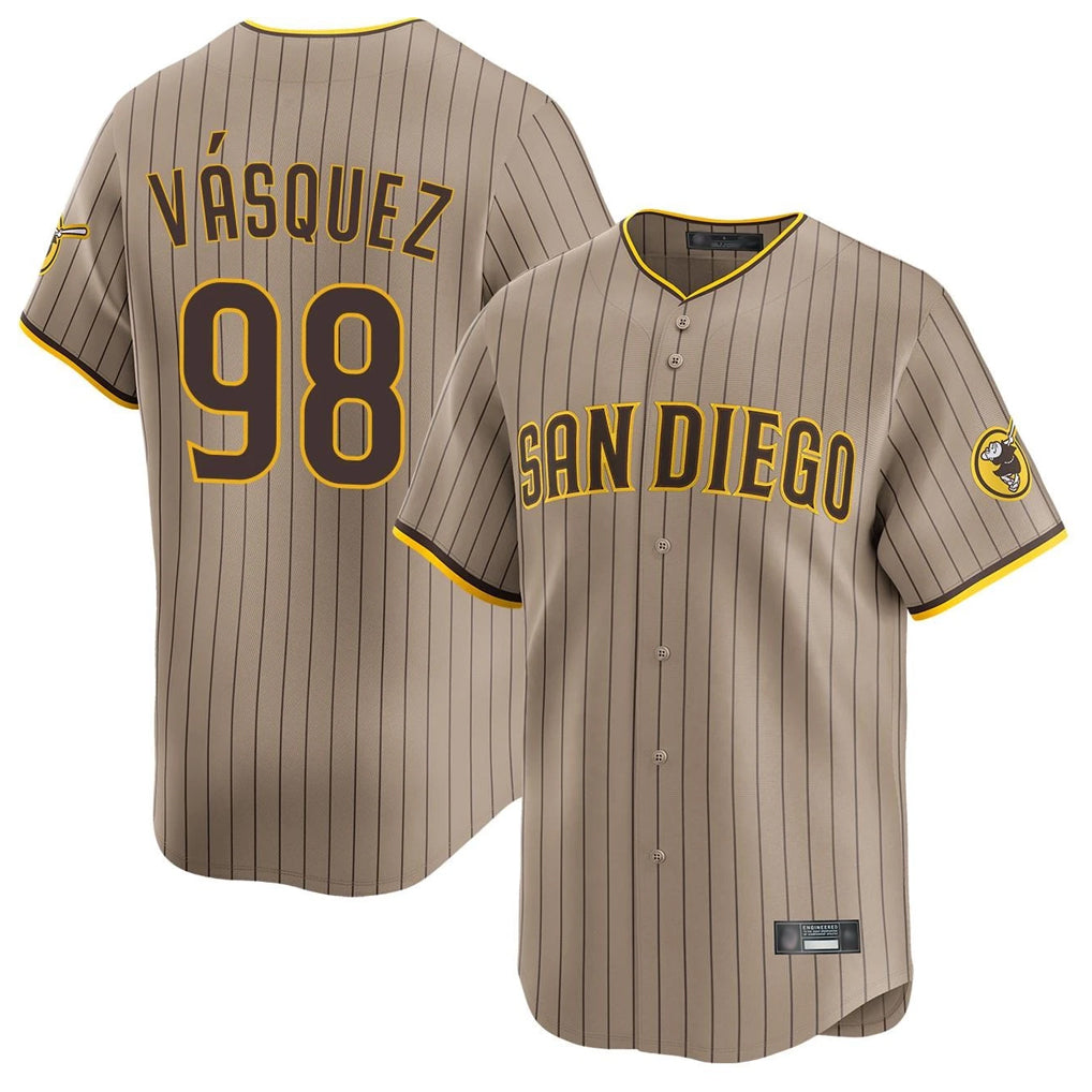 Johmsee S.Diego Padres #98 Randy Vasquez Player Khaki Home Limited Stitched Jerseys