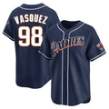 Johmsee S.Diego Padres #98 Randy Vasquez Player Navy Cooperstown Collection Limited Home Stitched Jerseys