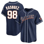 Johmsee S.Diego Padres #98 Randy Vasquez Player Navy Cooperstown Collection Limited Home Stitched Jerseys