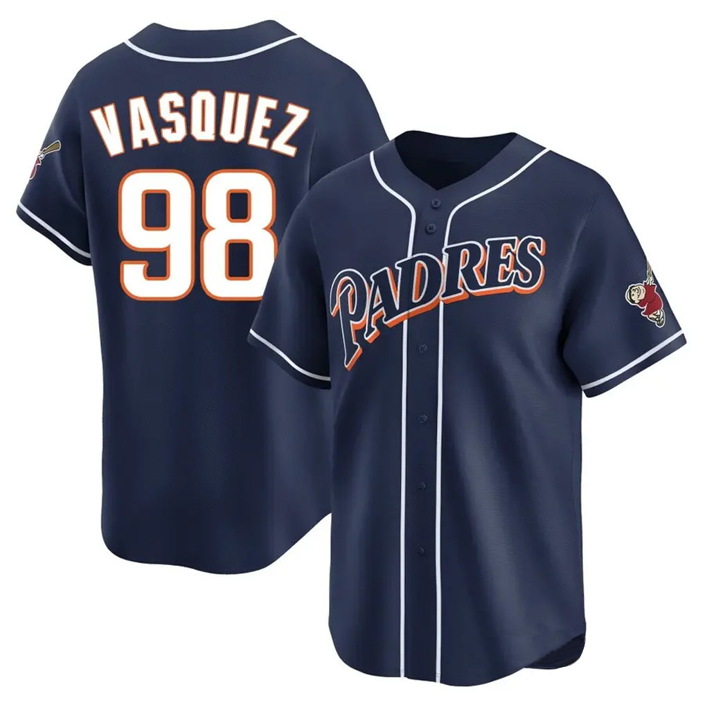 Johmsee S.Diego Padres #98 Randy Vasquez Player Navy Cooperstown Collection Limited Home Stitched Jerseys