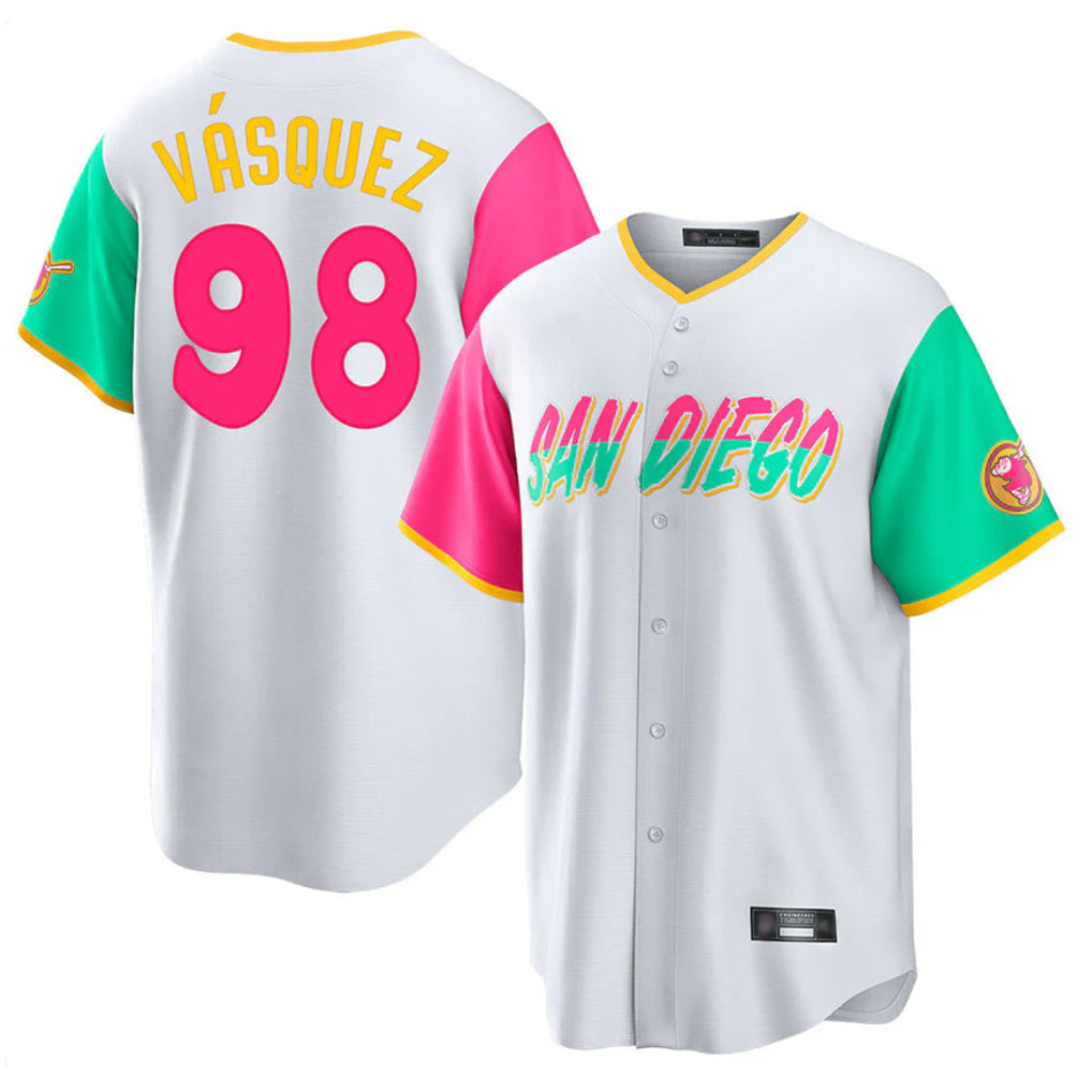 Johmsee S.Diego Padres #98 Randy Vasquez Player White City Connect Home Game Stitched Jerseys