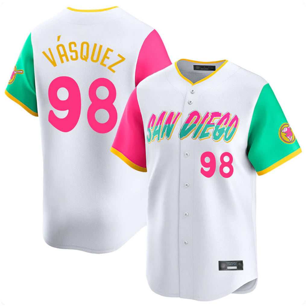 Johmsee S.Diego Padres #98 Randy Vasquez Player White City Connect Home Limited Stitched Jerseys