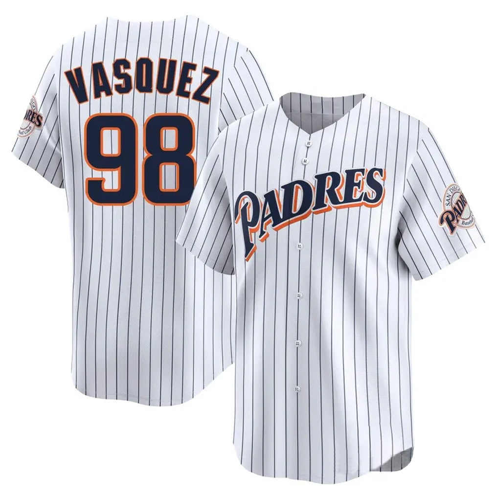 Johmsee S.Diego Padres #98 Randy Vasquez Player White Cooperstown Collection Limited Home Stitched Jerseys