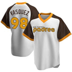 Johmsee S.Diego Padres #98 Randy Vasquez Player White Home Cooperstown Collection Replica Game Stitched Jerseys