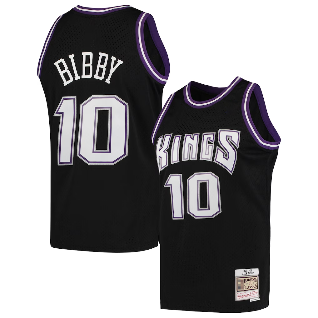 Johmsee S.Kings #10 Mike Bibby Mitchell & Ness Black Hardwood Classics Swingman Jerseys