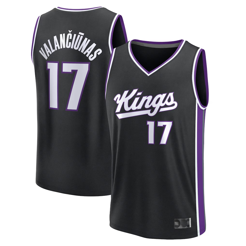 Johmsee S.Kings #17 Jonas Valan?i¨±nas Fanatics Black Fast Break Replica Jerseys - Icon Edition