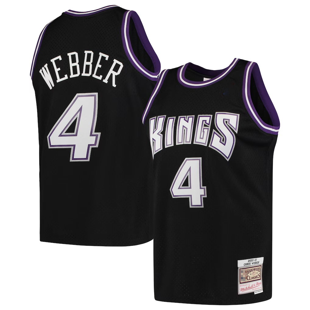 Johmsee S.Kings #4 Chris Webber Mitchell & Ness Black 2000-2001 Hardwood Classics Swingman Jerseys