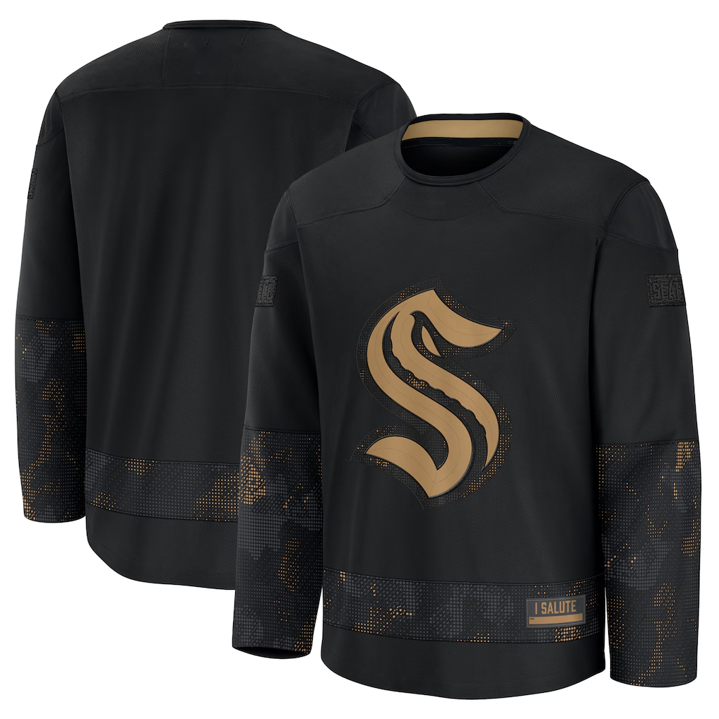 Johmsee S.Kraken Black 2024 Military Appreciation Practice Jerseys