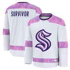 Johmsee S.Kraken White Hockey Fights Cancer Survivor Practice Jerseys