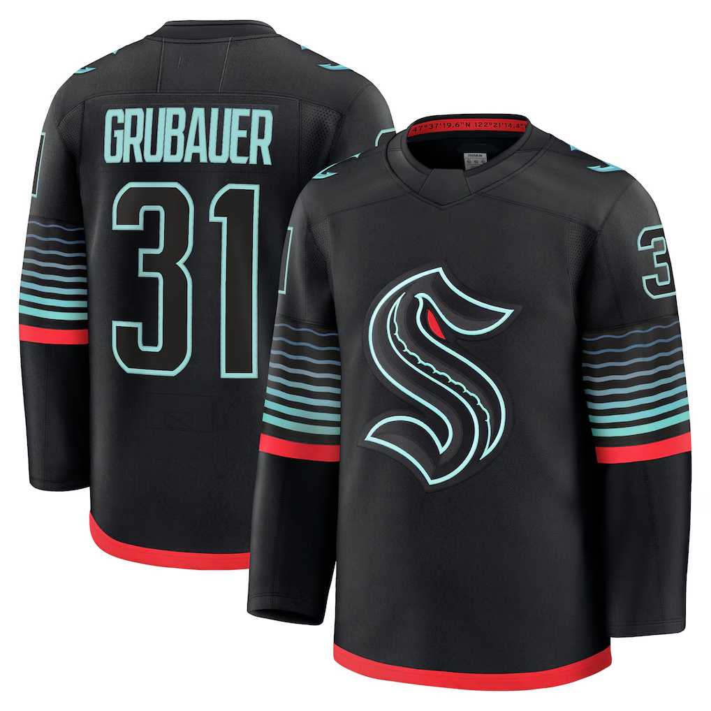 Johmsee S.Kraken #31 Philipp Grubauer Black Alternate Premium Player Jerseys