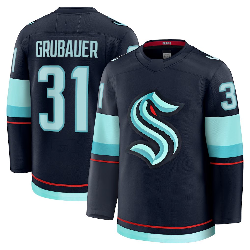 Johmsee S.Kraken #31 Philipp Grubauer Deep Sea Blue Home Premium Jerseys