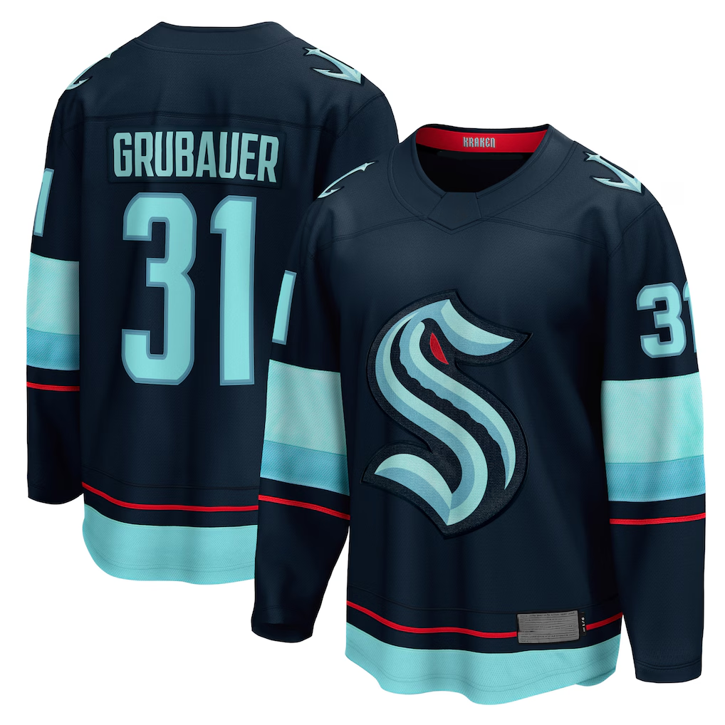 Johmsee S.Kraken #31 Philipp Grubauer Navy Home Breakaway Player Jerseys