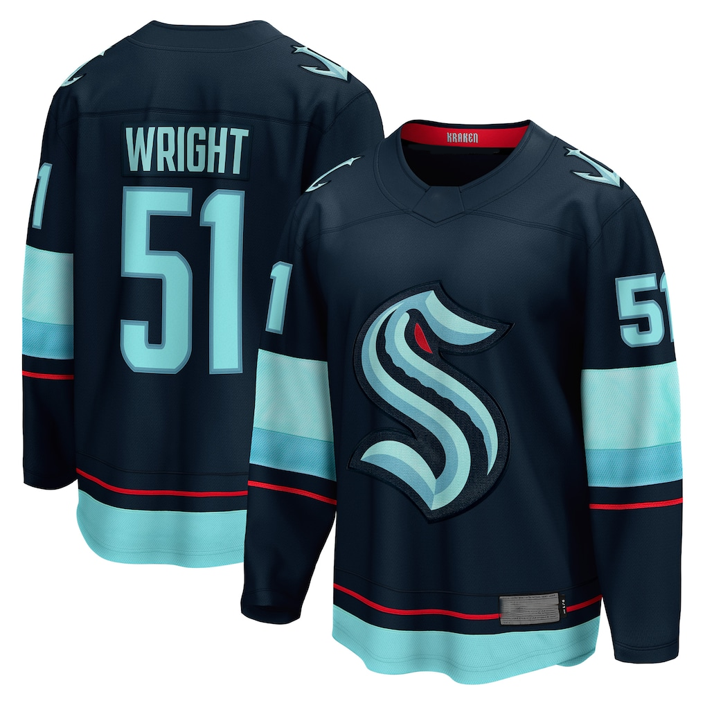 Johmsee S.Kraken #51 Shane Wright Deep Sea Blue Home Breakaway Player Jerseys
