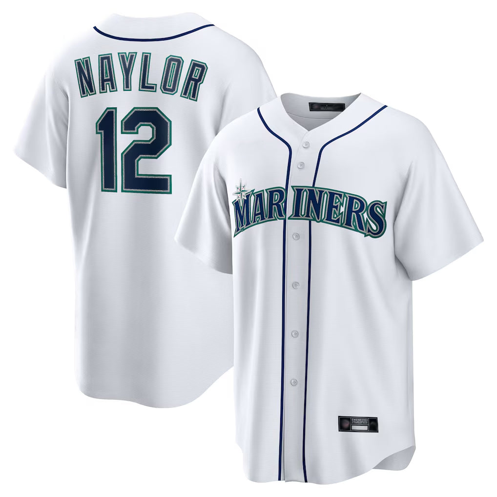 Johmsee S.Mariners #12 Josh Naylor Player White Home Game Stitched Jerseys