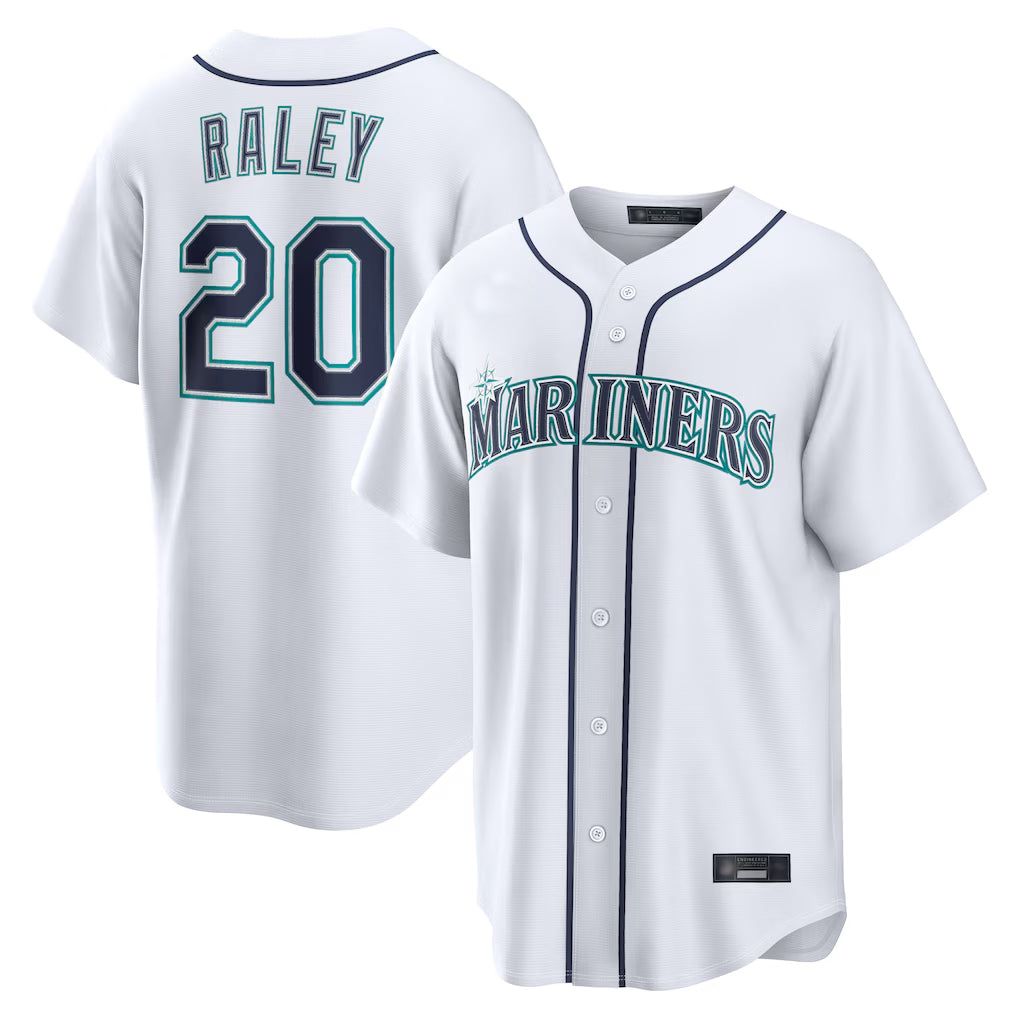 Johmsee S.Mariners #20 Luke Raley Player White Home Game Stitched Jerseys