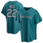 Johmsee S.Mariners #22 Bryan Woo Player Teal Home Game Stitched Jerseys