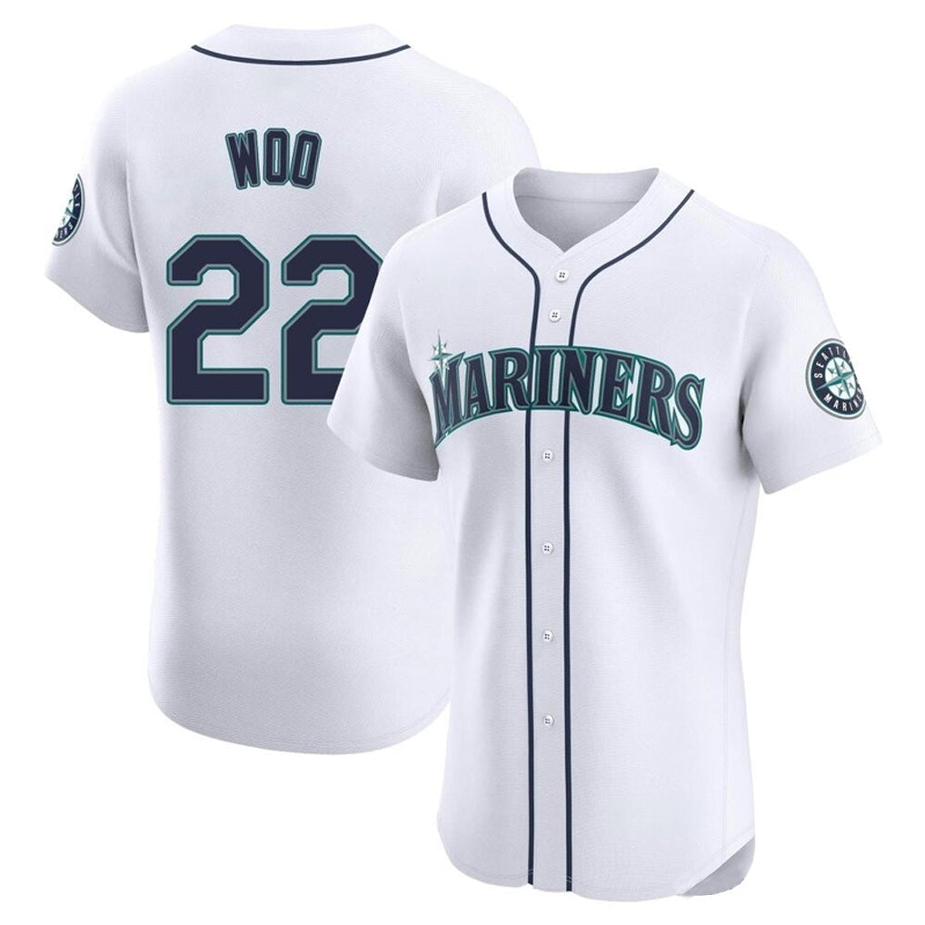 Johmsee S.Mariners #22 Bryan Woo Player White Home Limited Elite Stitched Jerseys