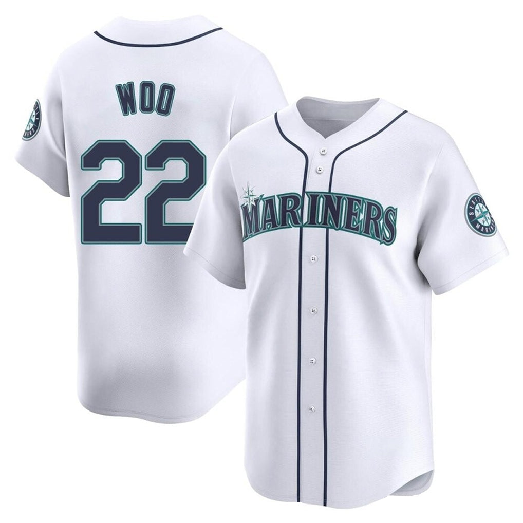 Johmsee S.Mariners #22 Bryan Woo Player White Home Limited Stitched Jerseys
