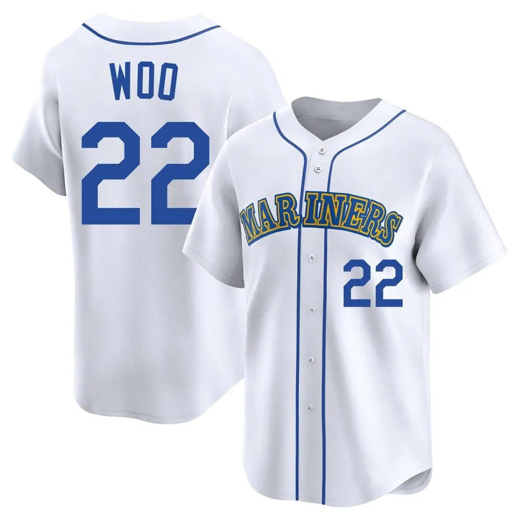 Johmsee S.Mariners #22 Bryan Woo Player White Pitch Fashion Game Stitched Jerseys