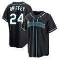 Johmsee S.Mariners #24 Ken Griffey Jr Player Black Fashion Home Limited Stitched Jerseys