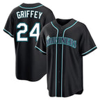 Johmsee S.Mariners #24 Ken Griffey Jr Player Black Fashion Home Limited Stitched Jerseys