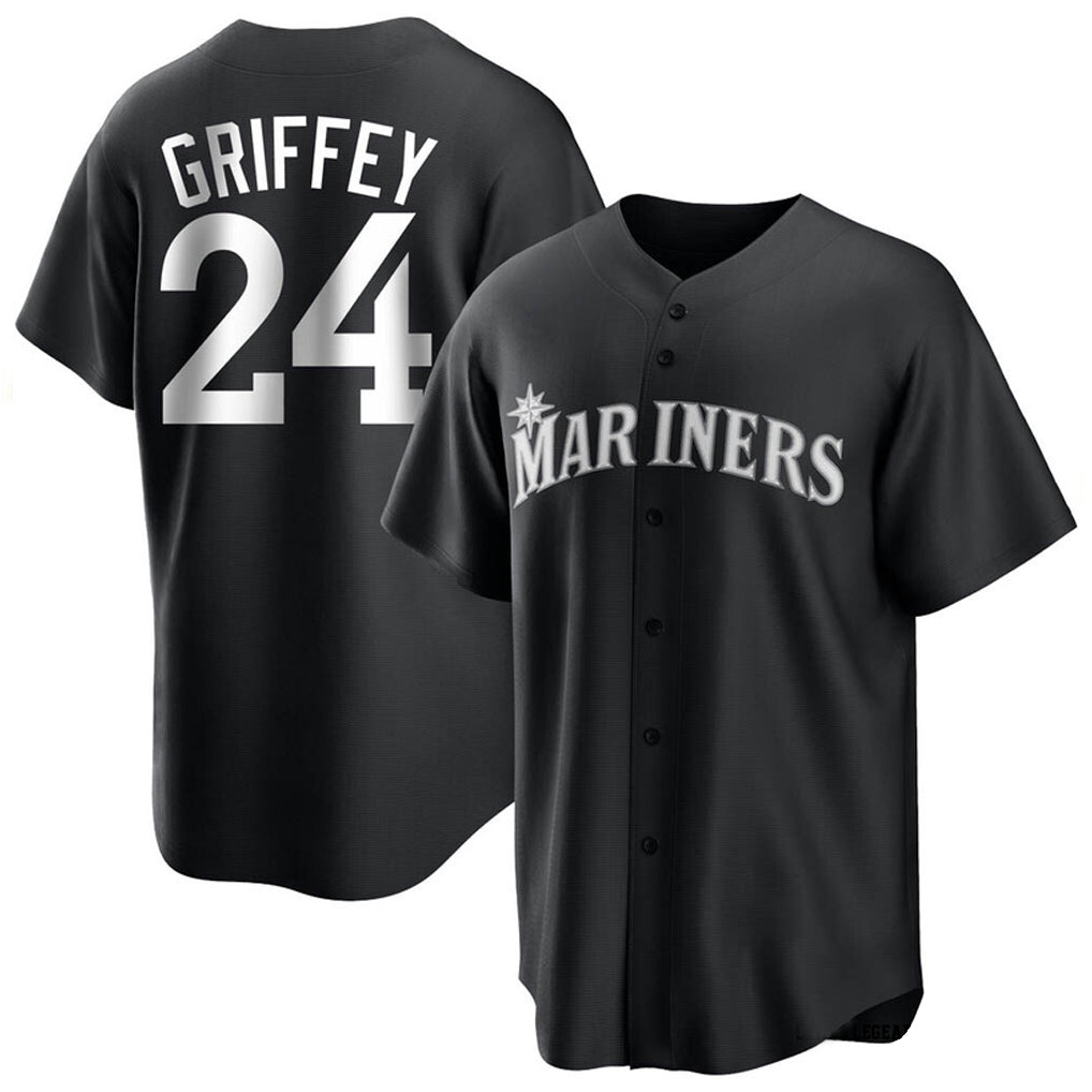 Johmsee S.Mariners #24 Ken Griffey Jr Player Black Home Limited Stitched Jerseys