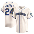 Johmsee S.Mariners #24 Ken Griffey Jr Player Cream Home Limited Stitched Jerseys