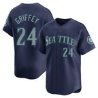 Johmsee S.Mariners #24 Ken Griffey Jr Player Navy Home Limited Stitched Jerseys