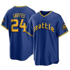 Johmsee S.Mariners #24 Ken Griffey Jr Player Royal City Connect Home Game Stitched Jerseys
