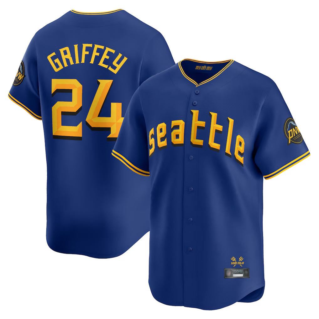 Johmsee S.Mariners #24 Ken Griffey Jr Player Royal City Connect Home Limited Stitched Jerseys