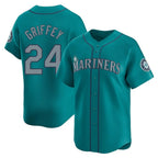 Johmsee S.Mariners #24 Ken Griffey Jr Player Teal Home Limited Stitched Jerseys