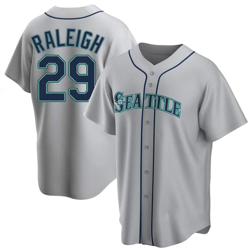 Johmsee S.Mariners #29 Cal Raleigh Player Gray Home Game Stitched Jerseys