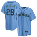 Johmsee S.Mariners #29 Cal Raleigh Player Light Blue Home Game Stitched Jerseys