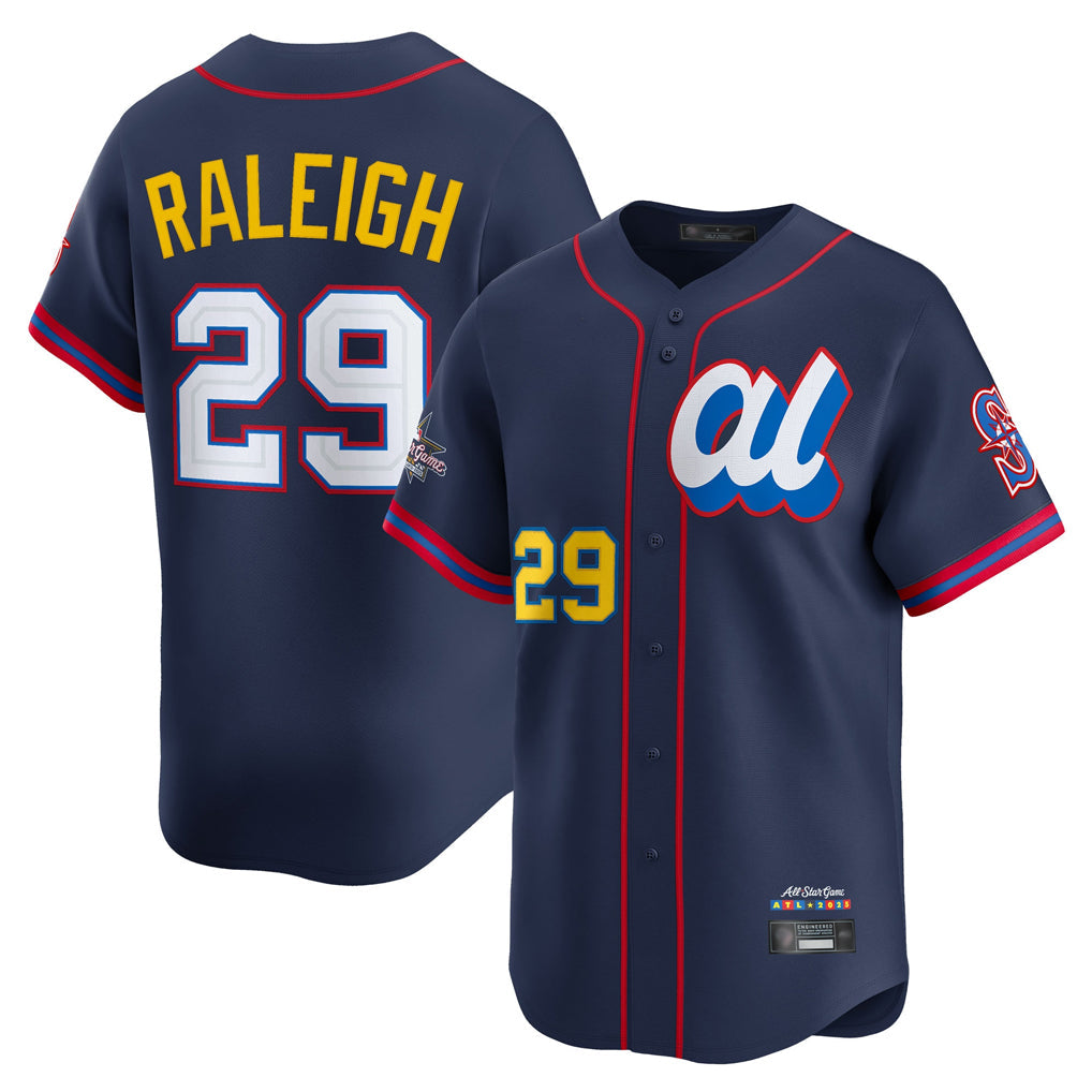 Johmsee S.Mariners #29 Cal Raleigh Player Navy American League All-Star Edition Limited Stitched Jerseys