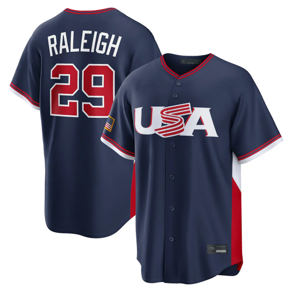 Johmsee S.Mariners #29 Cal Raleigh Player Navy USA 2026 World Classic Game Stitched Jerseys