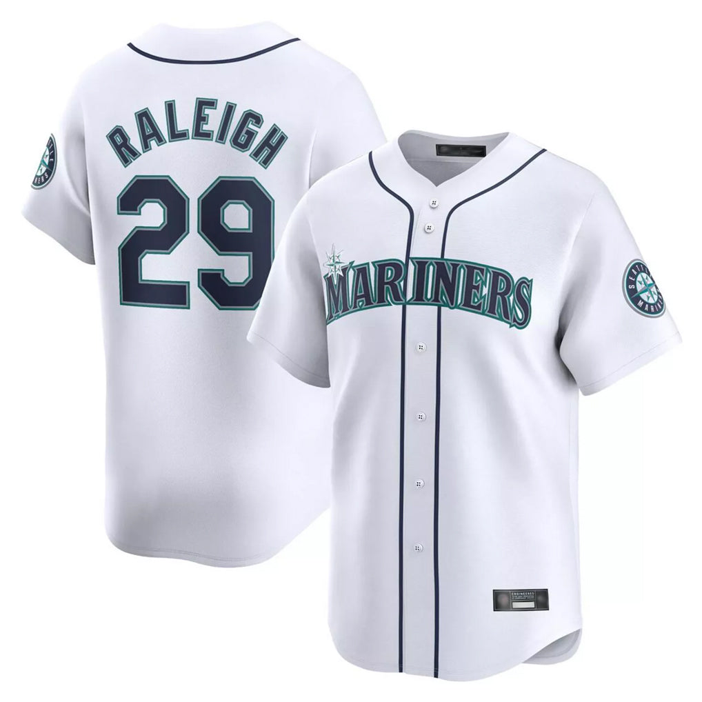 Johmsee S.Mariners #29 Cal Raleigh Player White Home Limited Stitched Jerseys