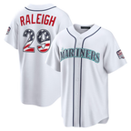 Johmsee S.Mariners #29 Cal Raleigh White USA 250 Fourth of July Home Stadium Jersey