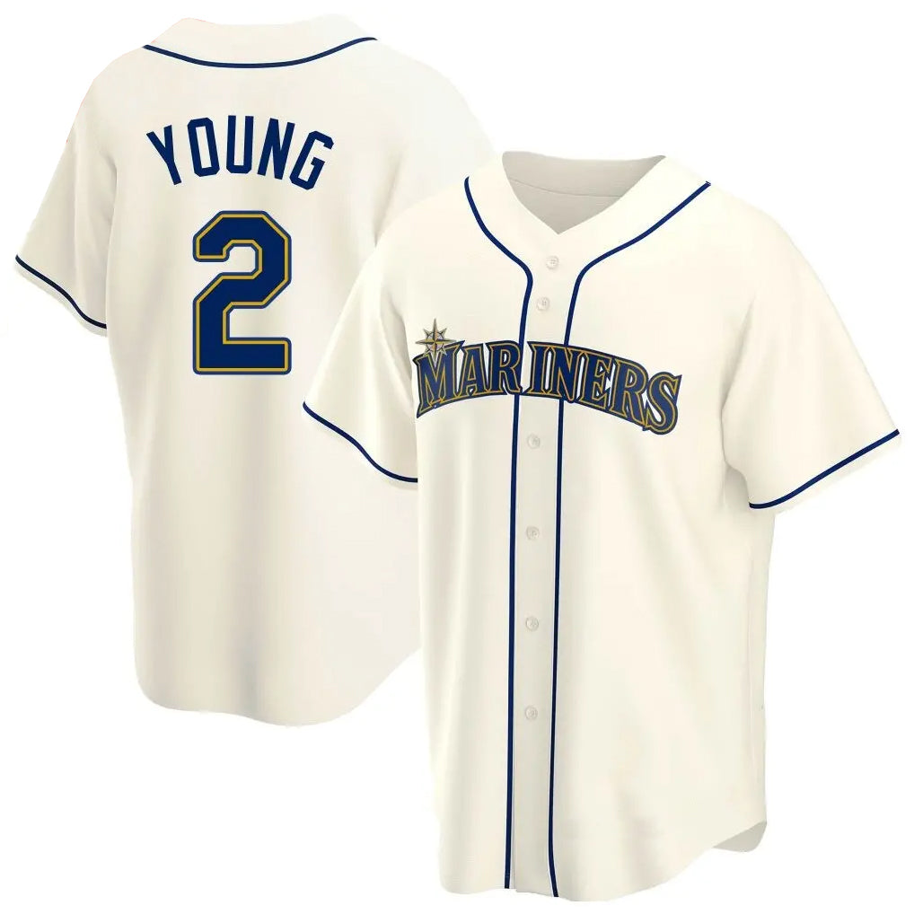 Johmsee S.Mariners #2 Cole Young Player Cream Home Game Stitched Jerseys