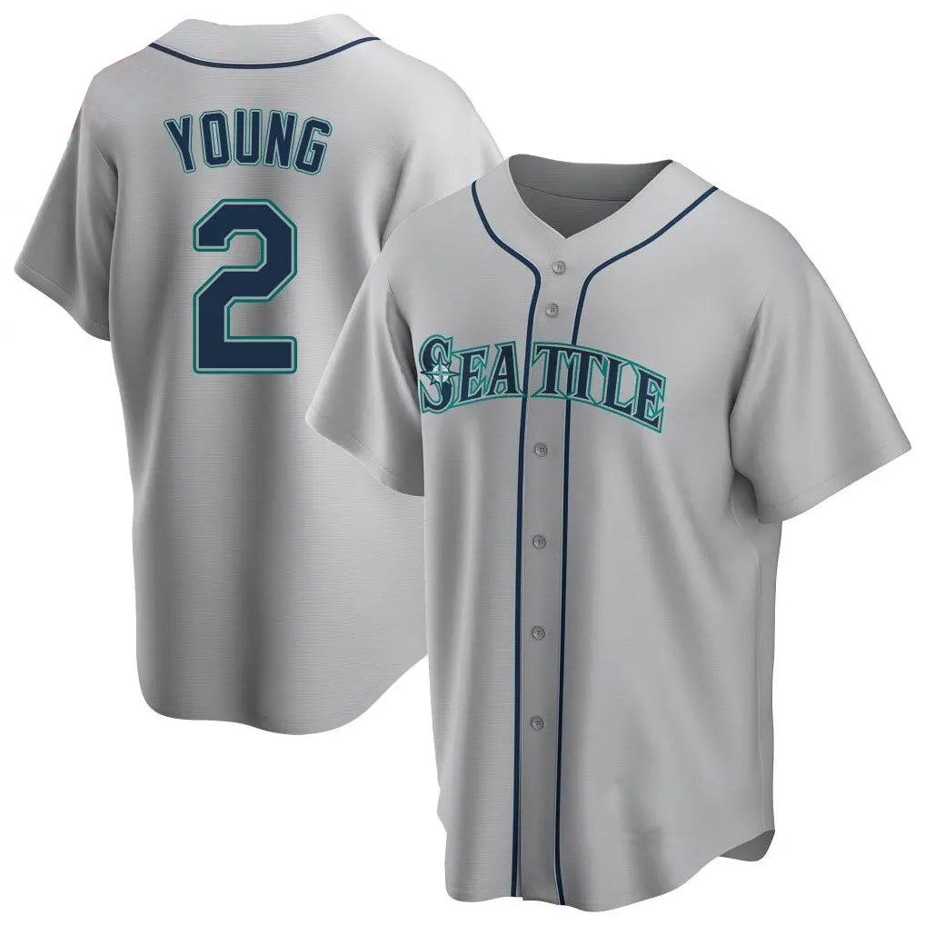 Johmsee S.Mariners #2 Cole Young Player Gray Home Game Stitched Jerseys