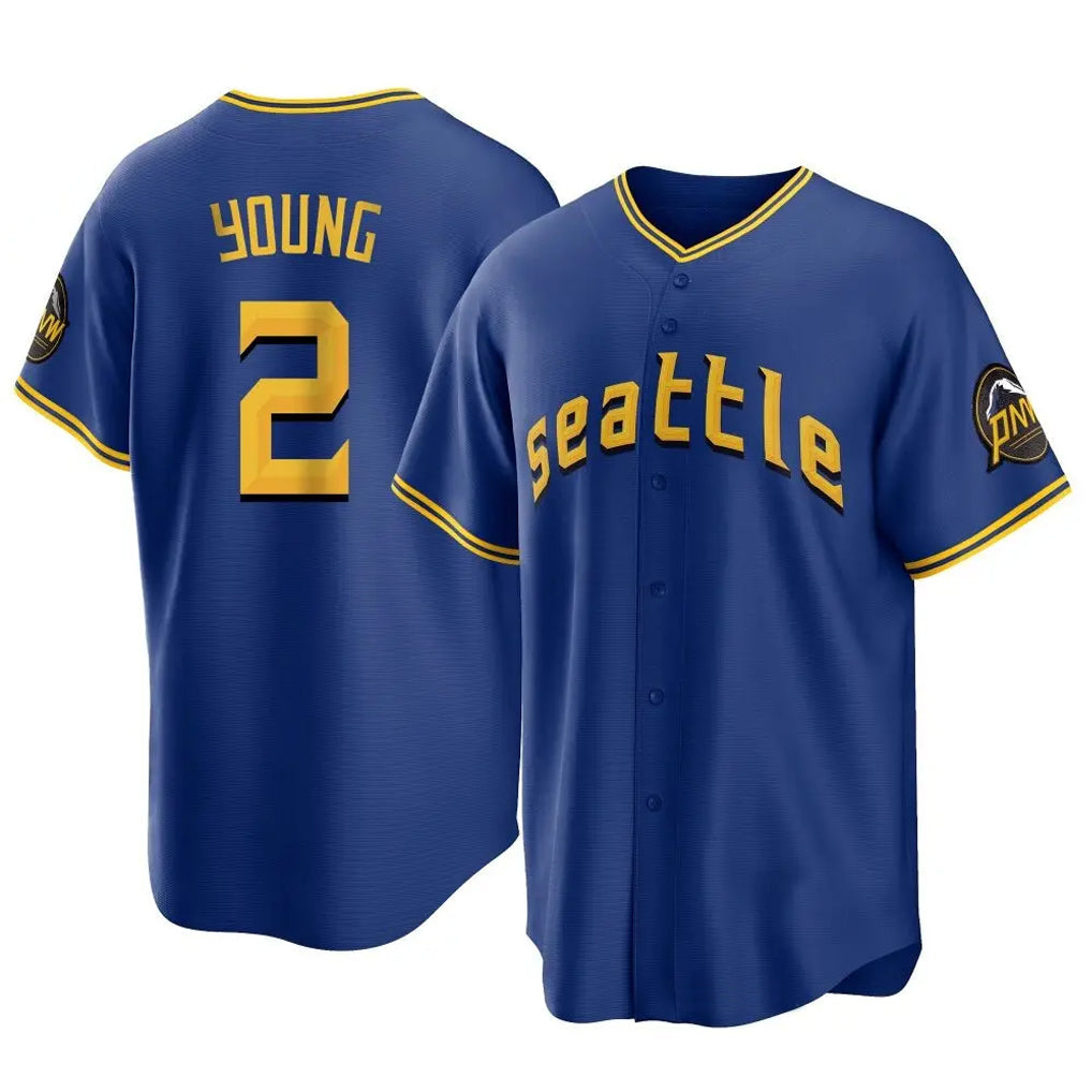 Johmsee S.Mariners #2 Cole Young Player Royal City Connect Home Game Stitched Jerseys
