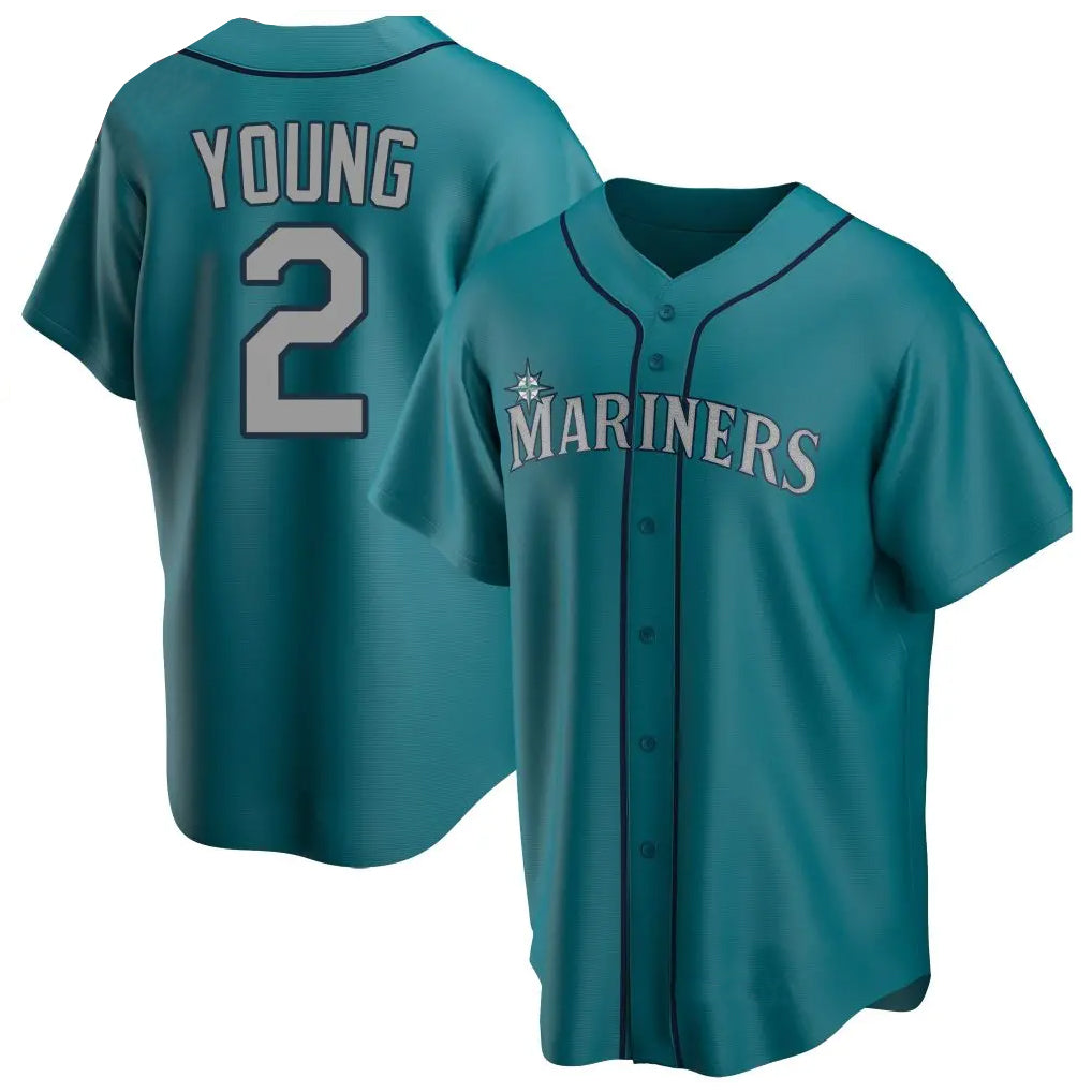Johmsee S.Mariners #2 Cole Young Player Teal Home Game Stitched Jerseys